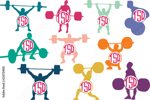Weightlifting Logo Monogram, Circle Frames, Cuttable Design, Cut files, Silhouette Studio files, Cricut files, Vector, Logo, Circle Frame Design, Eps 10, Vector files