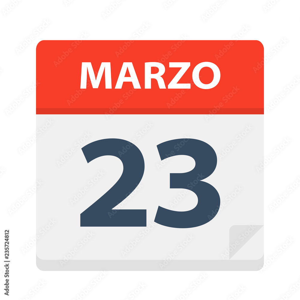 Marzo 23 - Calendar Icon - March 23. Vector illustration of Spanish Calendar Leaf Marzo 23 - Calendar Icon - March 23. Vector illustration of Spanish Calendar Leaf
