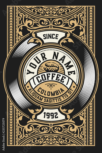 Coffee label for packing. Vector layered