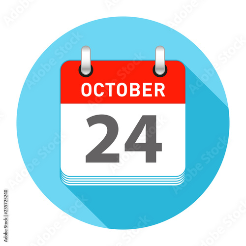 October 24 Single Day Calendar Flat Style