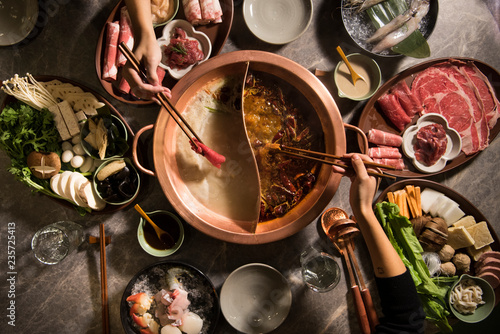 Hot pot meal in a restaurant
