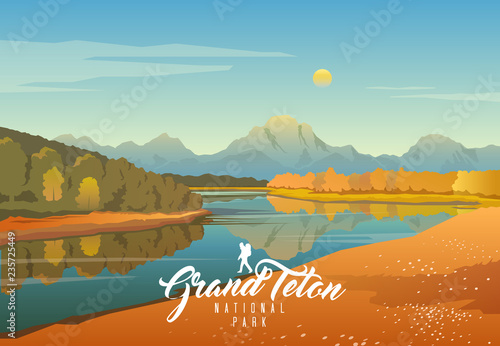 Grand Teton national park. Nature of Wyoming. Moran. photo
