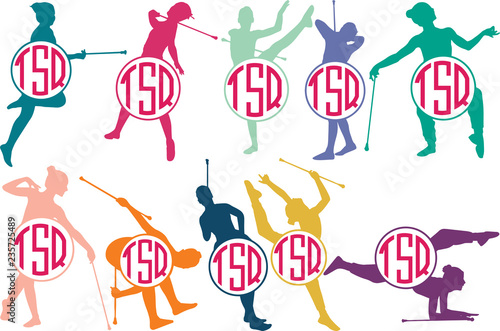 Baton Twirling Logo Monogram, Circle Frames, Cuttable Design, Cut files, Silhouette Studio files, Cricut files, Vector, Logo, Circle Frame Design, Eps 10, Vector files