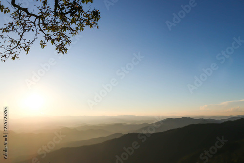 sunset or sunrise near the mountain
