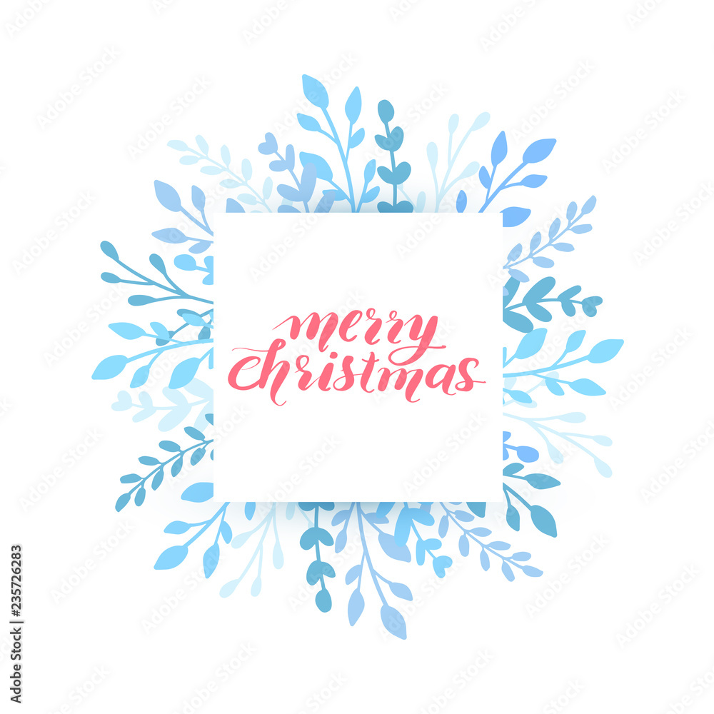 Merry Christmas and Happy New Year vector card. Holidays frame