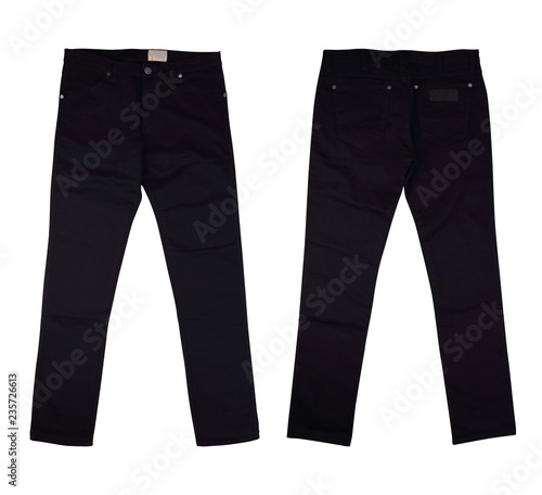 Isolated front and back black jeans