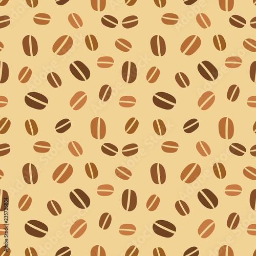 Brown coffee beans seamless pattern