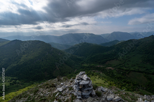 cairn of stones in cernei range, romania 