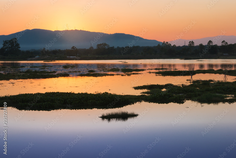 Sunset in the lake