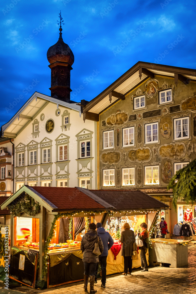christmas market in bad toelz - germany - obrazy, fototapety, plakaty 