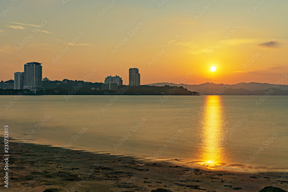 Sunset in Tanjung Lipat Kota Kinabalu, Sabah Borneo Malaysia.