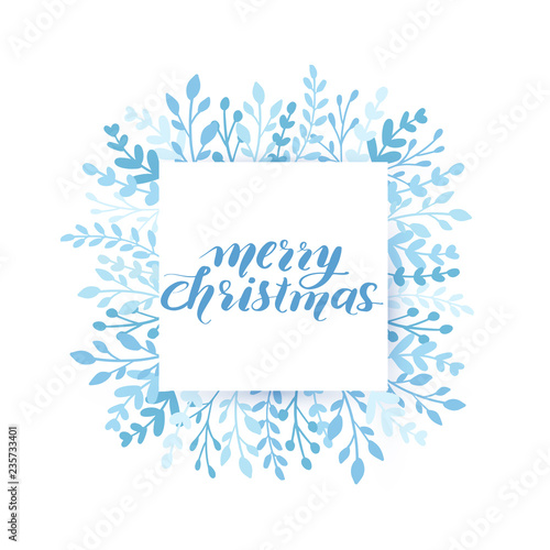 Merry Christmas and Happy New Year vector card. Holidays frame