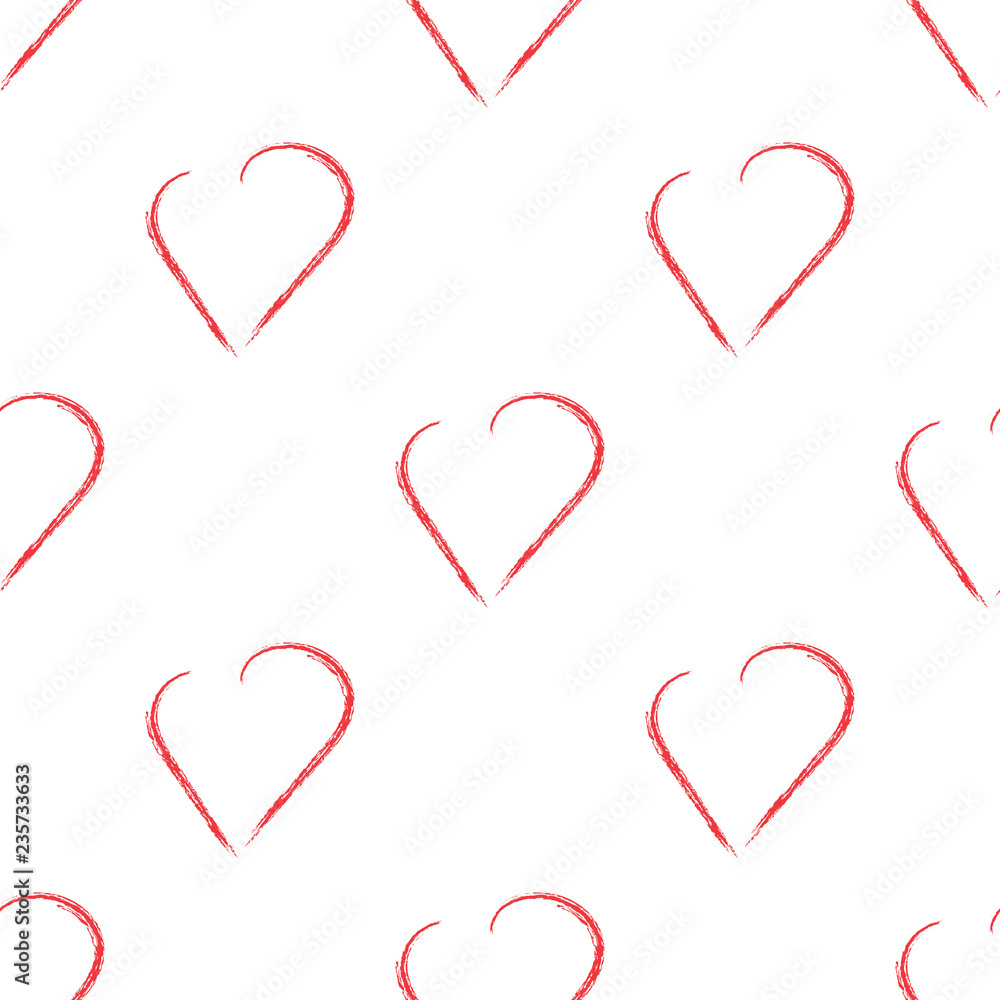 Hand drawing heart. Vector illustration. Valentine's day heart. Simple heart. Seamless pattern.