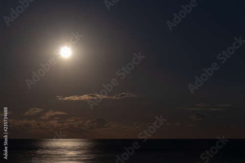 Full moon and night Pacific / Pacific Ocean from Chiba Prefecture, Japan
