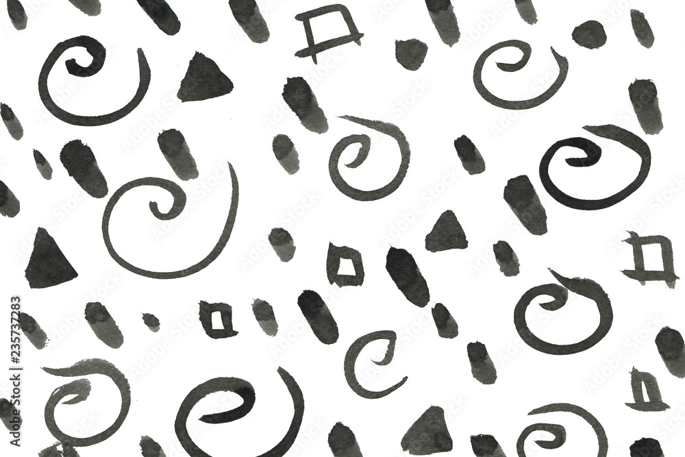 Black ink abstract background with waves and strokes on white paper background. Trendy look. Chaotic abstract organic design Black ink abstract background with waves and strokes on white paper background. Trendy look. Chaotic abstract organic design