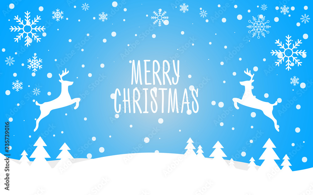 Merry Christmas Greeting card, reindeer with falling snow vector illustration. Merry Christmas Greeting card, reindeer with falling snow vector illustration.