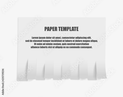Tear off stripes of paper sheet. Street advertisement template with copy space template isolated on white background. Tear off paper notice on the wall.