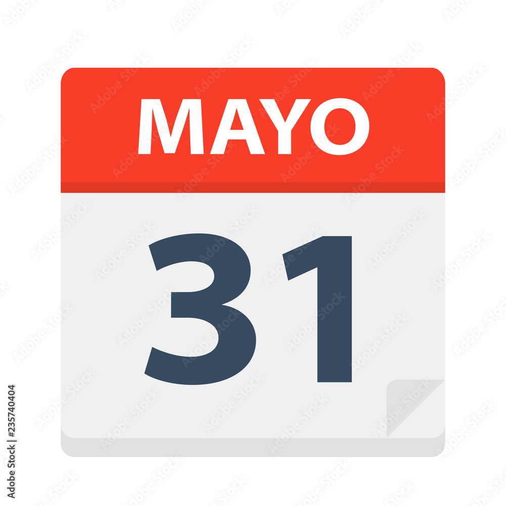 Mayo 31 - Calendar Icon - May 31. Vector illustration of Spanish Calendar Leaf Mayo 31 - Calendar Icon - May 31. Vector illustration of Spanish Calendar Leaf