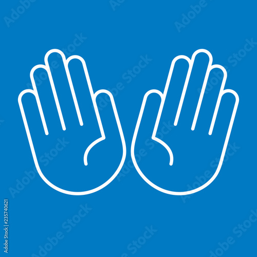 Hände offen, zehn Finger - Icon, Piktogramm, grafisches Element - blau, weiß 