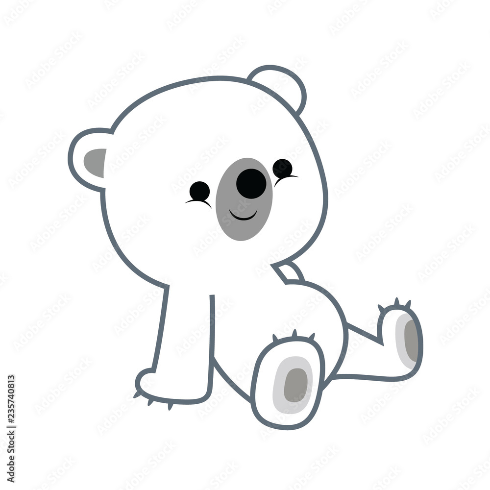 Obraz premium cartoon cute polar bear is sitting