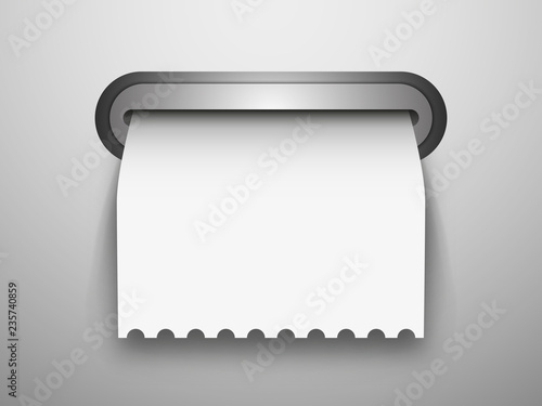 Sales printed receipt, shopping paper bill atm vector mockup. Paper check and financial check isolated