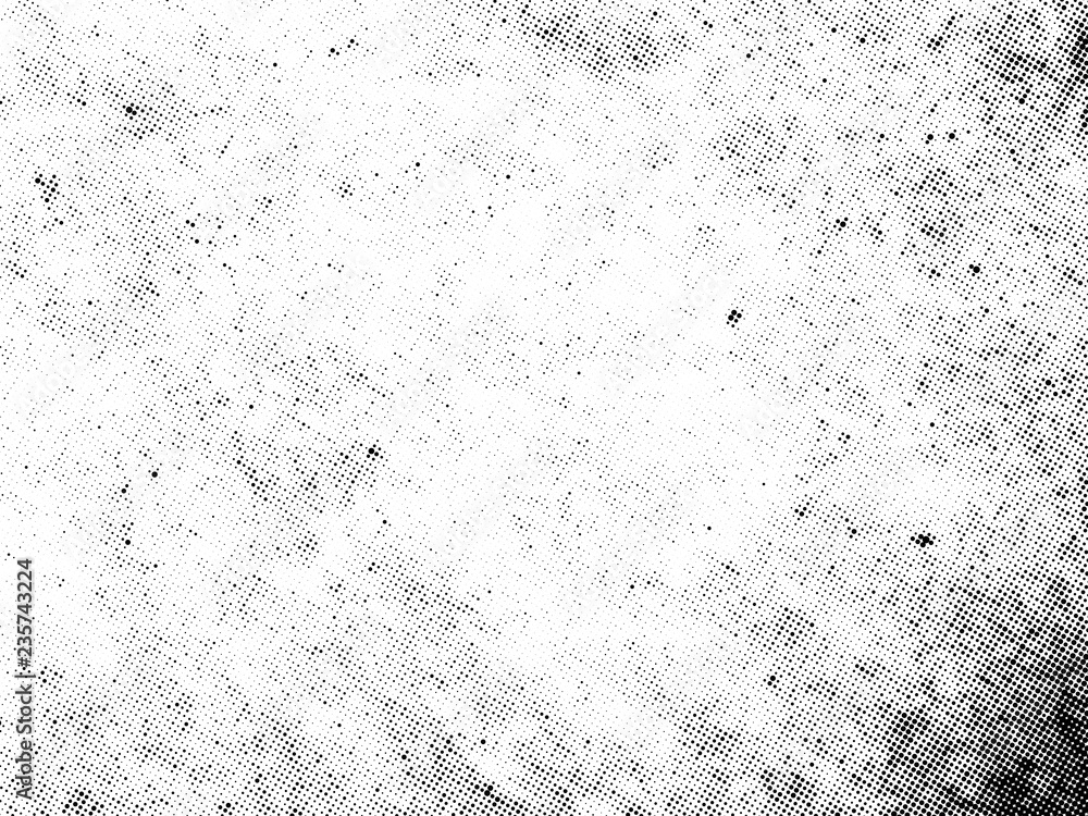 Naklejka premium Subtle halftone vector texture overlay. Monochrome abstract splattered background.