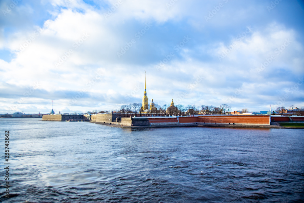 Neva river and Peter and Paul fortress Embankment.