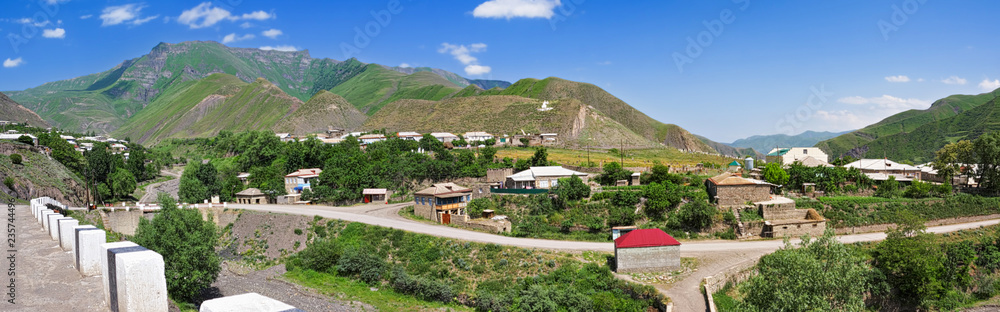 Village in mountains panorama