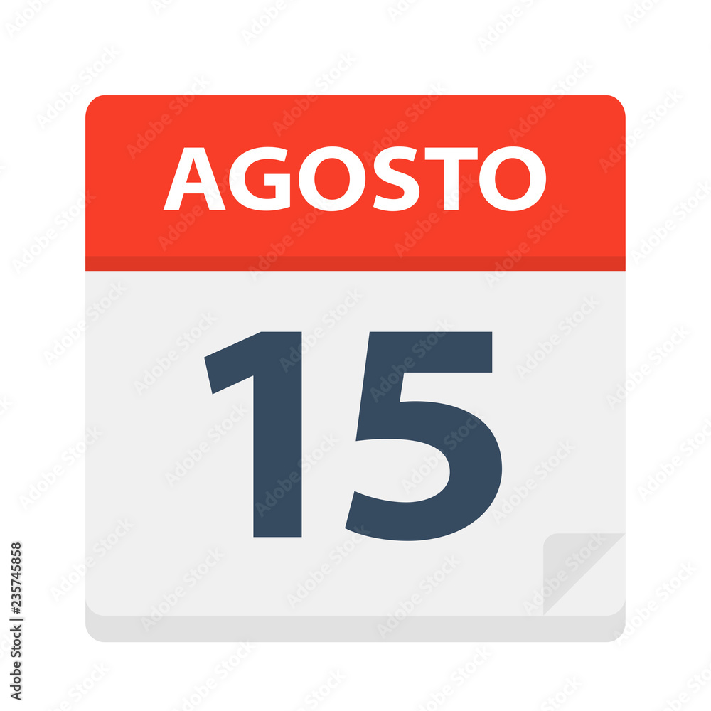 Agosto 15 - Calendar Icon - August 15. Vector illustration of Spanish Calendar Leaf Agosto 15 - Calendar Icon - August 15. Vector illustration of Spanish Calendar Leaf