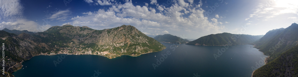 Naklejka premium Kotor bay and mountains in Montenegro