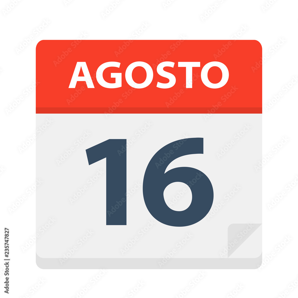 Agosto 16 - Calendar Icon - August 16. Vector illustration of Spanish Calendar Leaf Agosto 16 - Calendar Icon - August 16. Vector illustration of Spanish Calendar Leaf