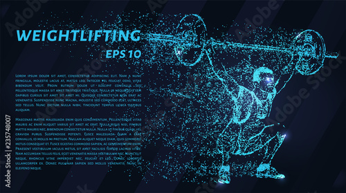 Weightlifter of the blue points of light. Weightlifting concept design.