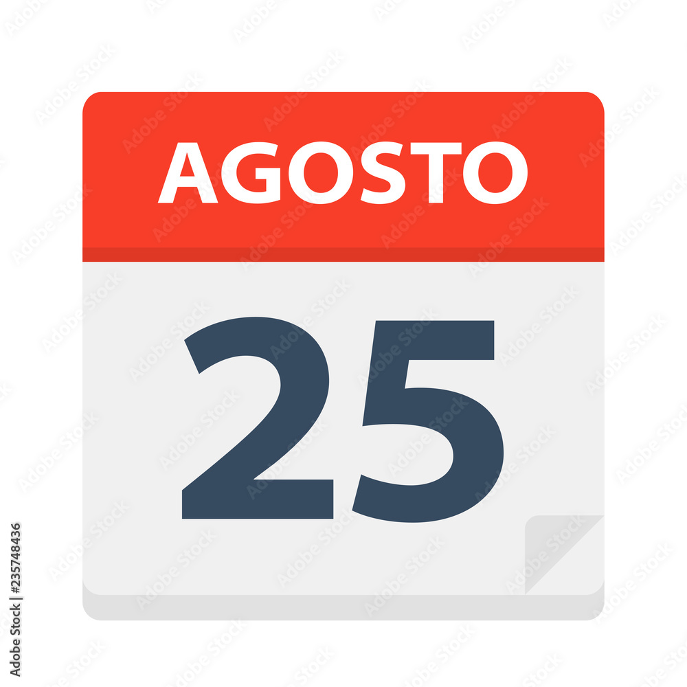 Agosto 25 - Calendar Icon - August 25. Vector illustration of Spanish Calendar Leaf Agosto 25 - Calendar Icon - August 25. Vector illustration of Spanish Calendar Leaf