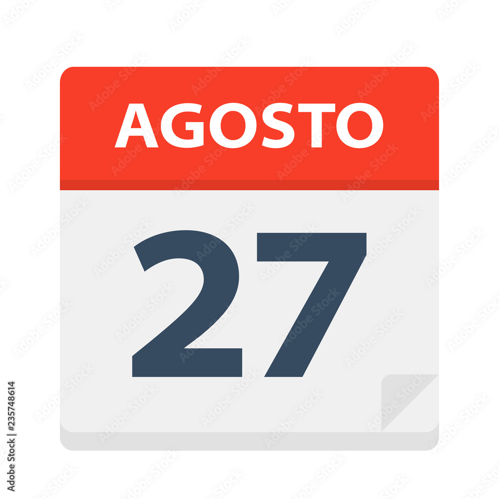 Agosto 27 - Calendar Icon - August 27. Vector illustration of Spanish Calendar Leaf Agosto 27 - Calendar Icon - August 27. Vector illustration of Spanish Calendar Leaf