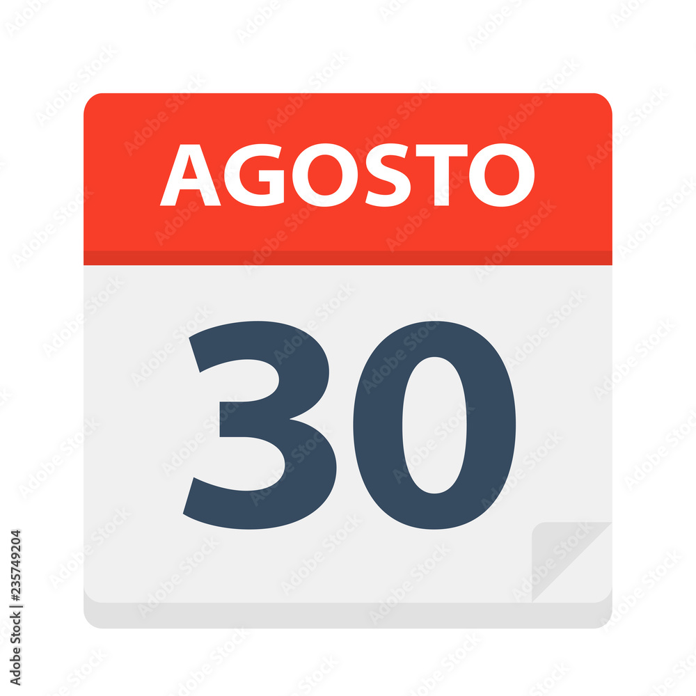 Agosto 30 - Calendar Icon - August 30. Vector illustration of Spanish Calendar Leaf Agosto 30 - Calendar Icon - August 30. Vector illustration of Spanish Calendar Leaf