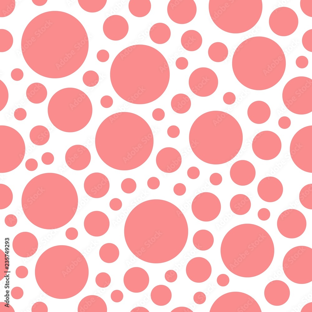Pink geometric rounds polka dot on white background seamless pattern