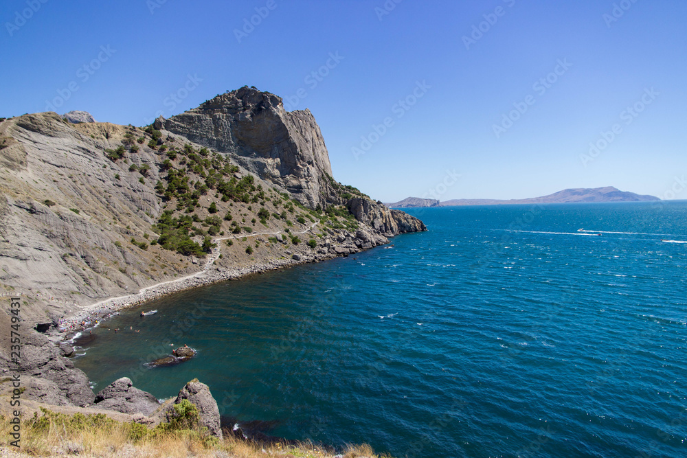 view of the mountain trail by the sea in the Crimea