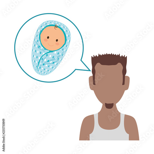 young man thinking in baby