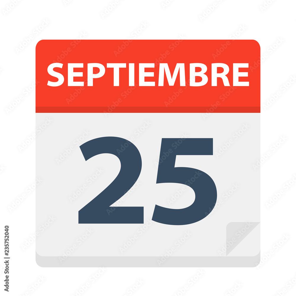 Septiembre 25 - Calendar Icon - September 25. Vector illustration of Spanish Calendar Leaf Septiembre 25 - Calendar Icon - September 25. Vector illustration of Spanish Calendar Leaf