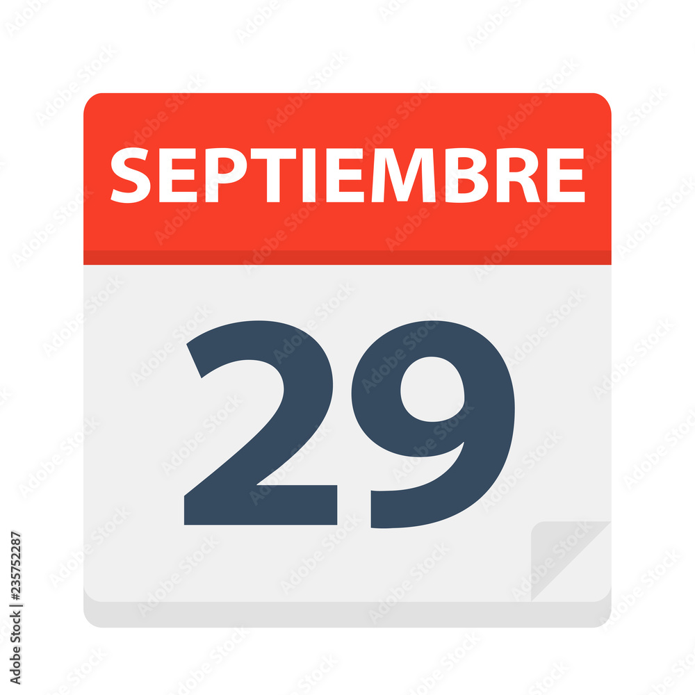 Septiembre 29 - Calendar Icon - September 29. Vector illustration of Spanish Calendar Leaf Septiembre 29 - Calendar Icon - September 29. Vector illustration of Spanish Calendar Leaf