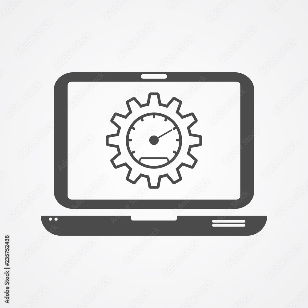 Laptop speed test vector icon sign symbol Laptop speed test vector icon sign symbol