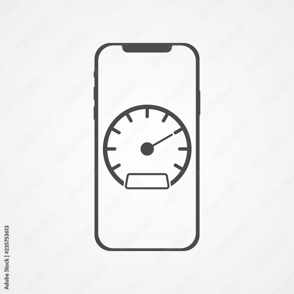 Obraz premium Phone speed test vector icon sign symbol