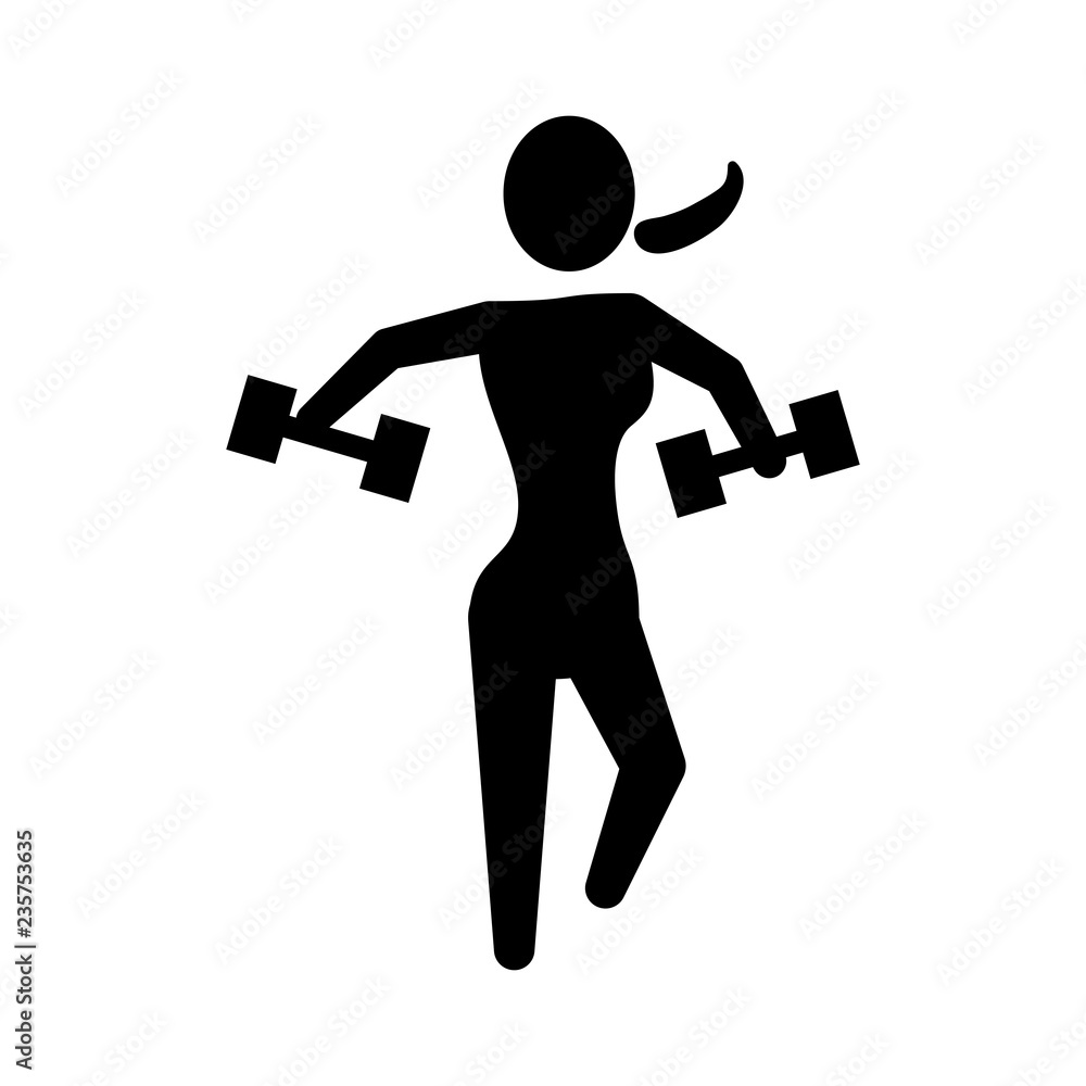 silhouette woman lifting dumbbells