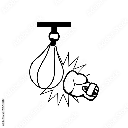 boxing sport gloves and pushbag