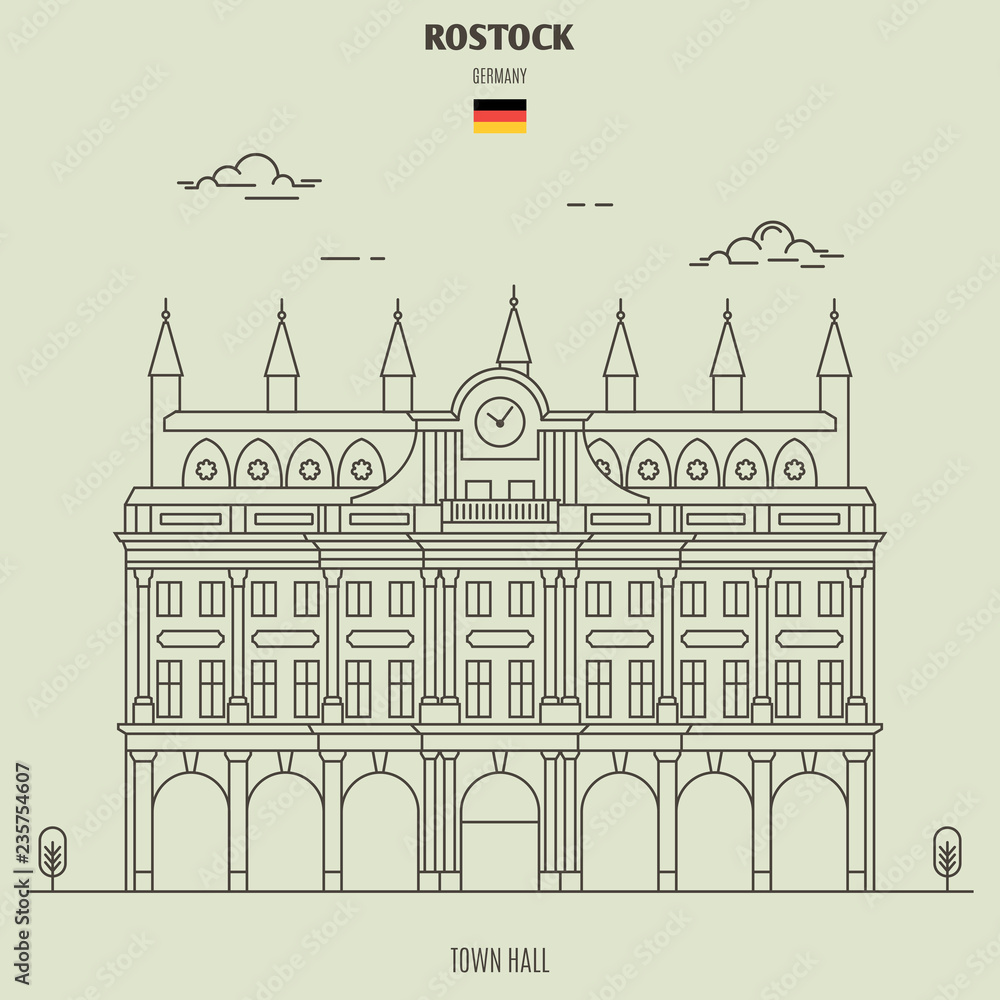 Fototapeta premium Town Hall in Rostock, Germany. Landmark icon