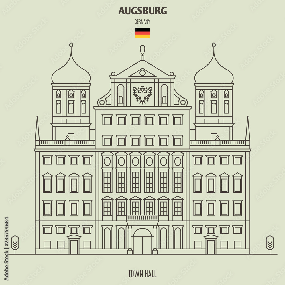 Town Hall of Augsburg, Germany. Landmark icon