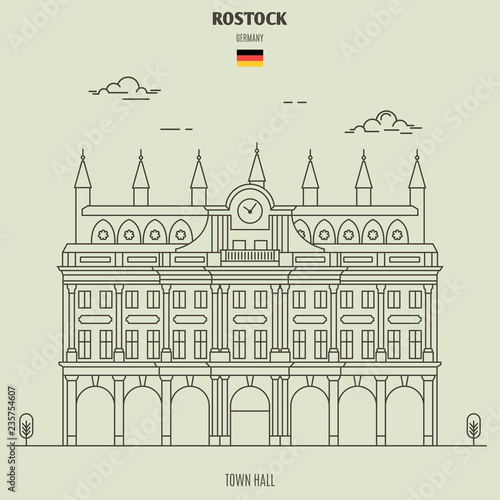 Town Hall in Rostock, Germany. Landmark icon