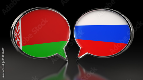 Free Download Belarus and Russia flags with Speech Bubbles. 3D illustration - GFXLoad
