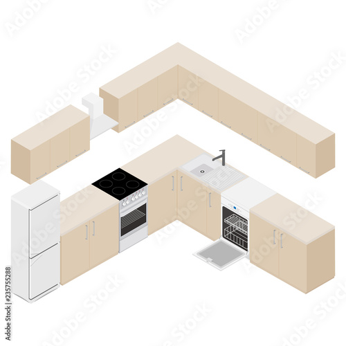 Isometric kitchen interior