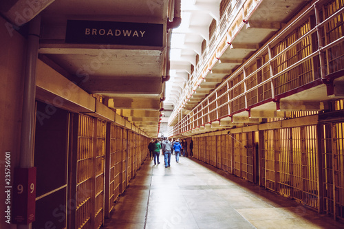Cells of the Alcatraz Island, formerly a military prison and today a historic place that daily hosts tourists' visits